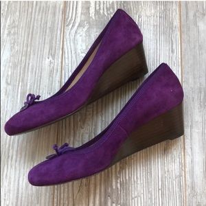 Tory Burch Purple Suede Wedge Shoes